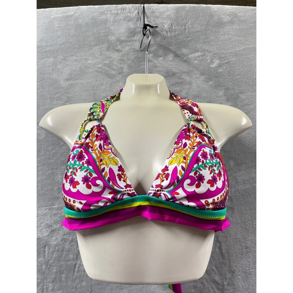 Trina Turk Women's Hawaiian Garden Print Ring Halter Paisley Floral Halter 8 $98
